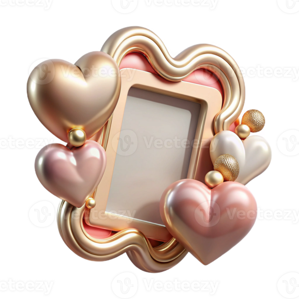wonderful contemporary Anniversary Photo Frame with Hearts Transparent for Scrapbooking detailed png
