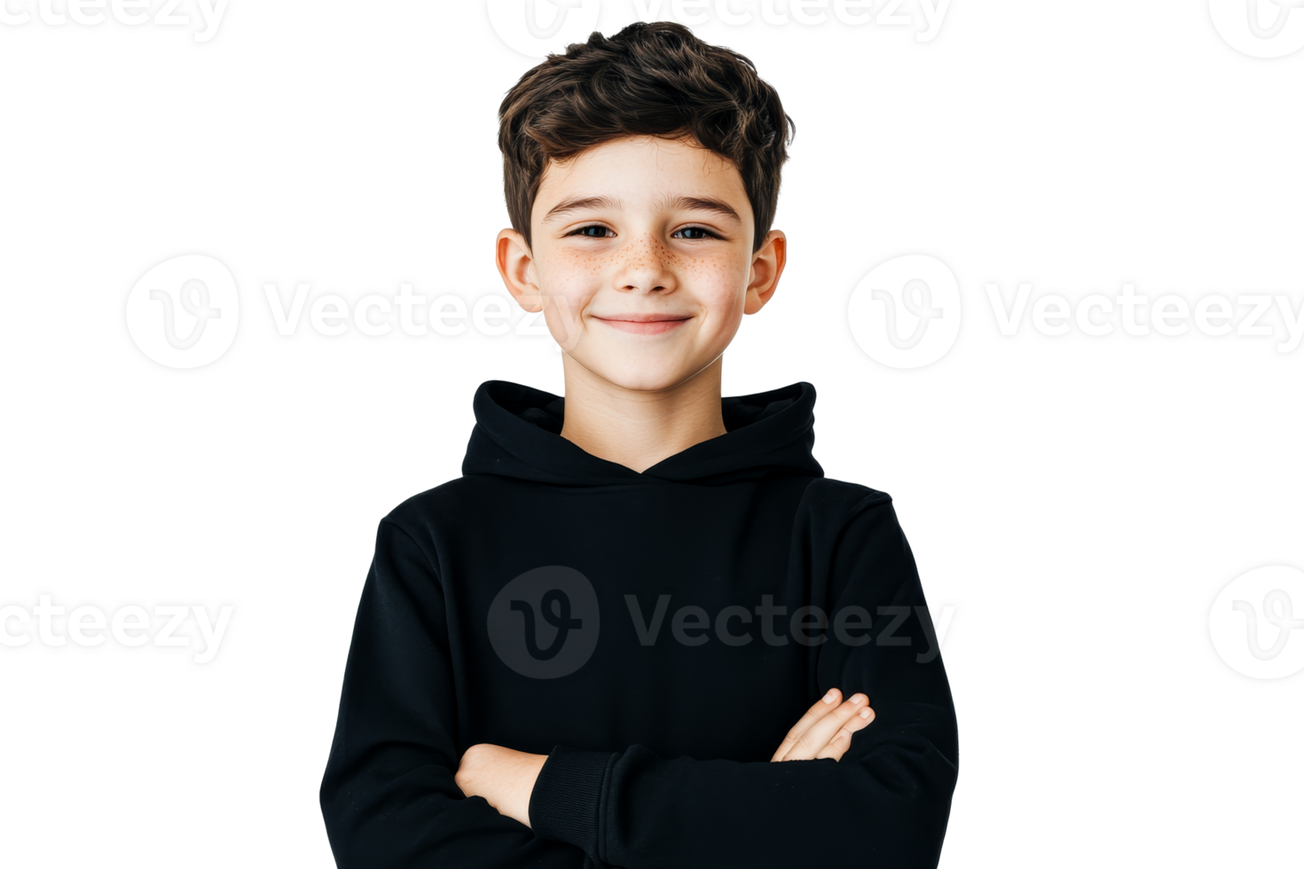 Smiling boy in hoodie, arms crossed, portrait, cutout transparent png
