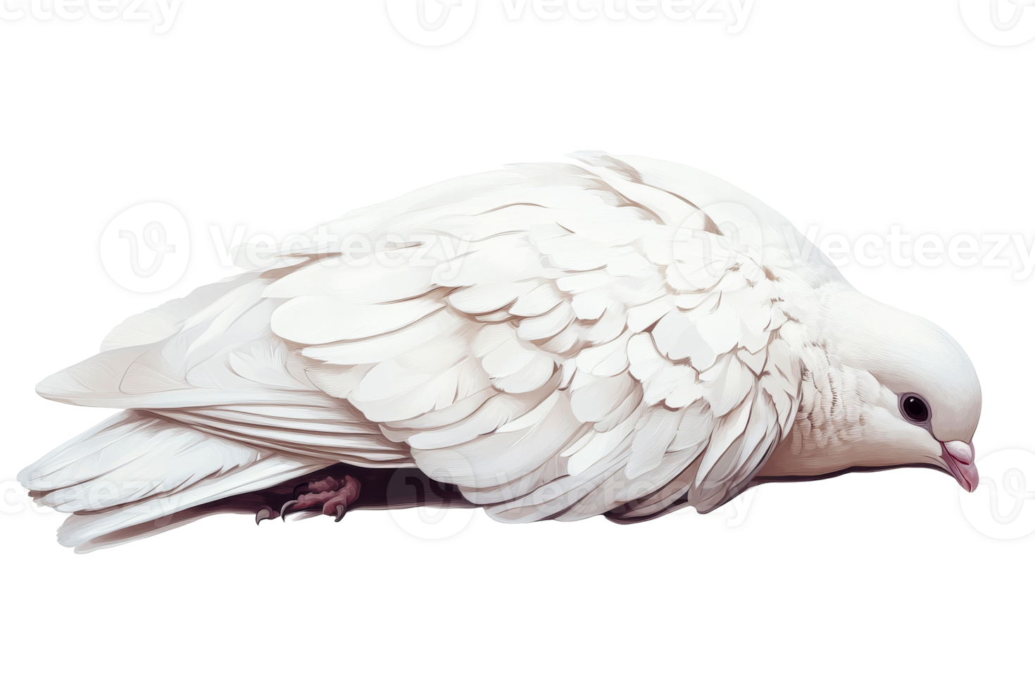 White dove with detailed feathers, elegant bird, isolated, cut out transparent png