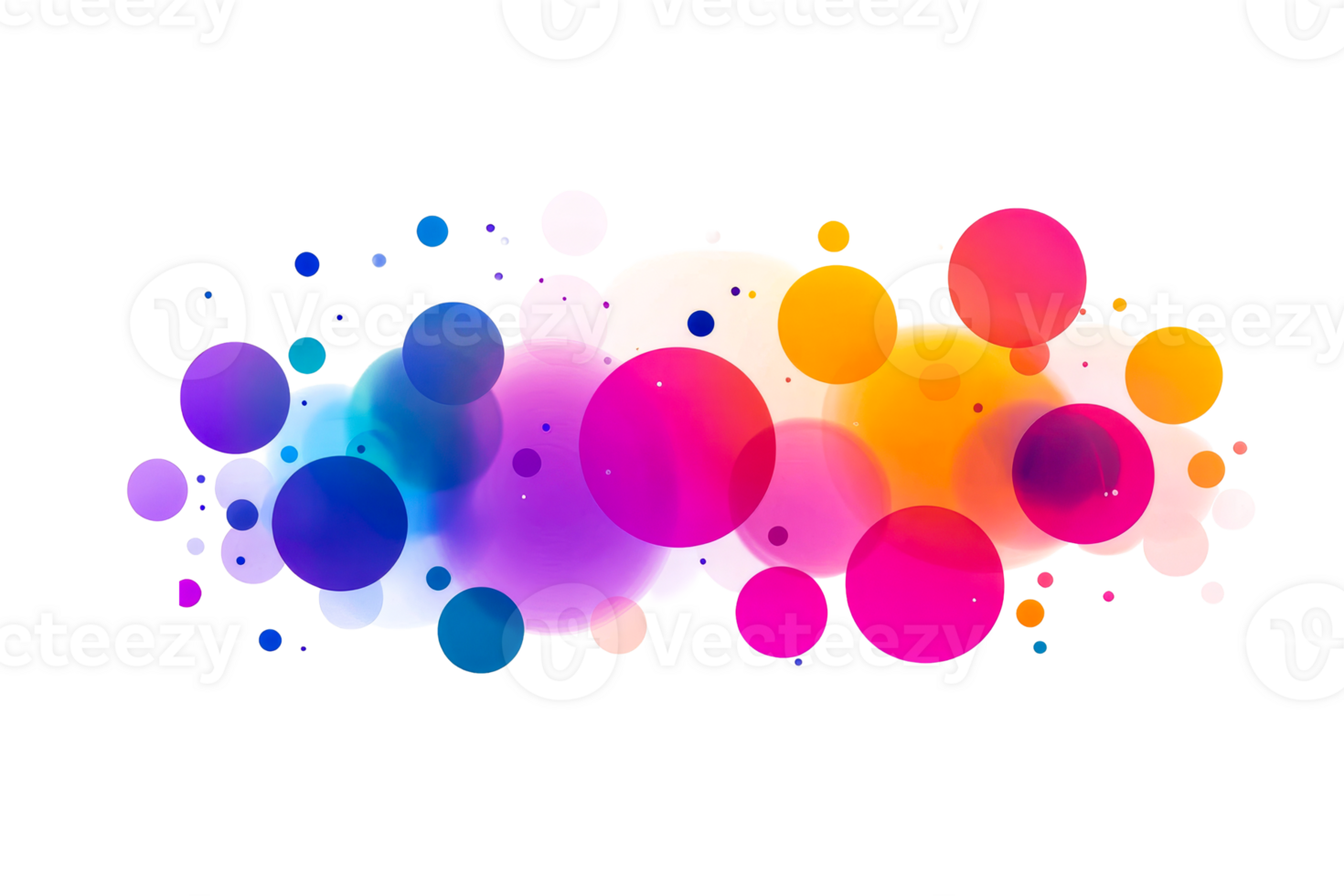 Bubbles in many colors isolated against black, cut out transparent png