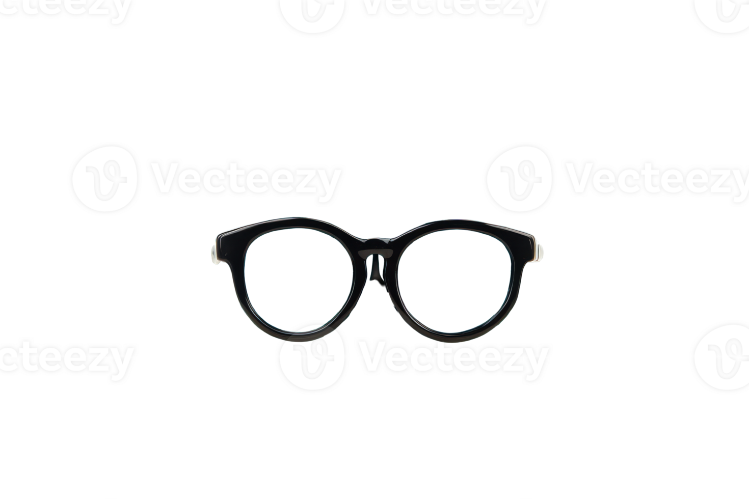 Spectacles with rounded black frames, minimalist design, cut out transparent png