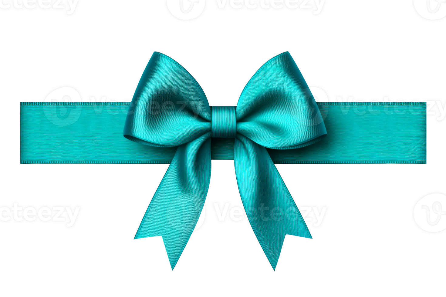 Elegant turquoise ribbon bow for holiday gift wrapping, cut out transparent png