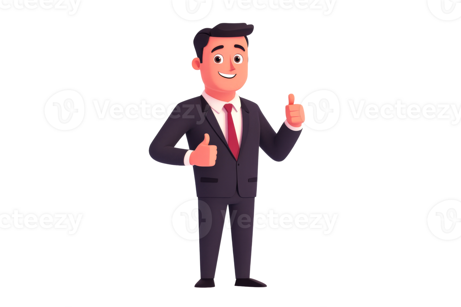 Businessman giving two thumbs up gesture, positive vibes, cut out transparent png