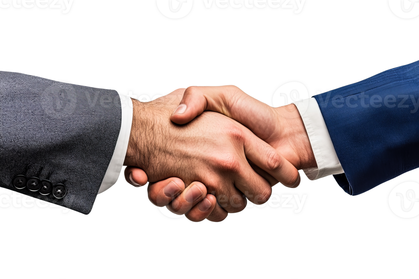 Handshake between two business partners in suits, cut out transparent png