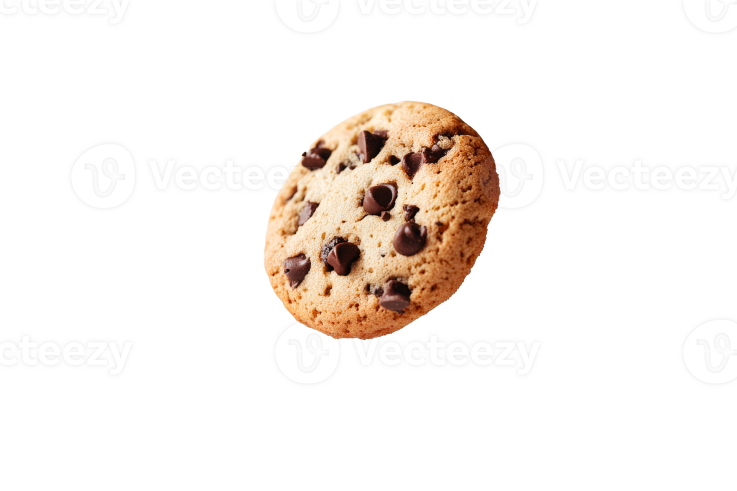 Delicious chocolate chip cookie, tempting dessert, cut out transparent png
