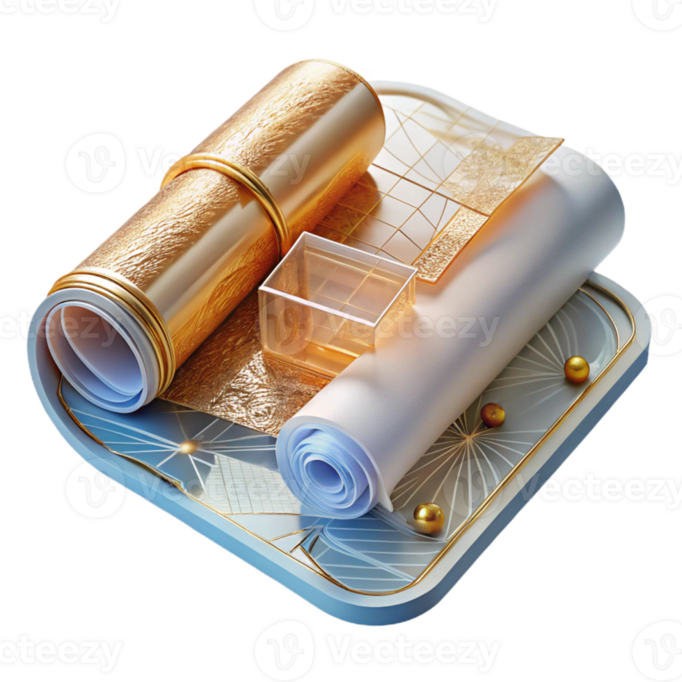 magnificent abstract Architectural Blueprint Rolled Up Transparent Construction Plan exclusive png