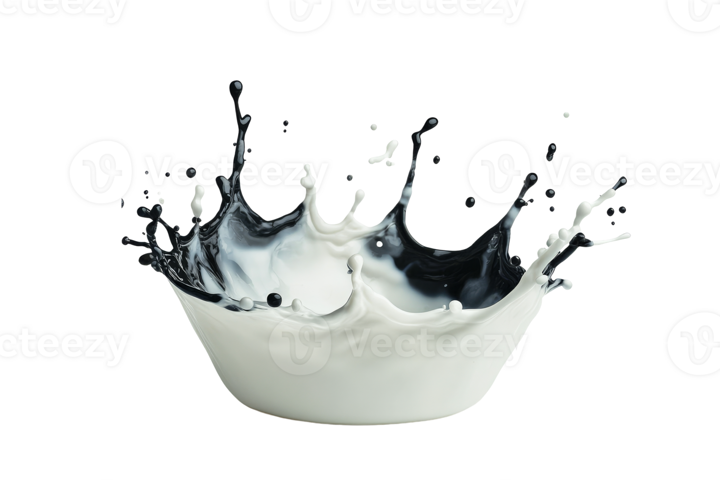 Milk and ink mixing creating unique shape, cut out transparent png