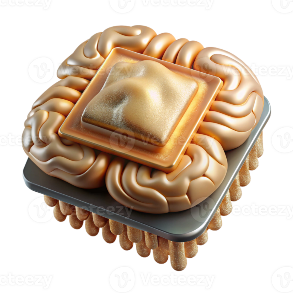 beautiful vintage Artificial Intelligence Ai Brain Chip Cutout for Innovation Concepts professional png