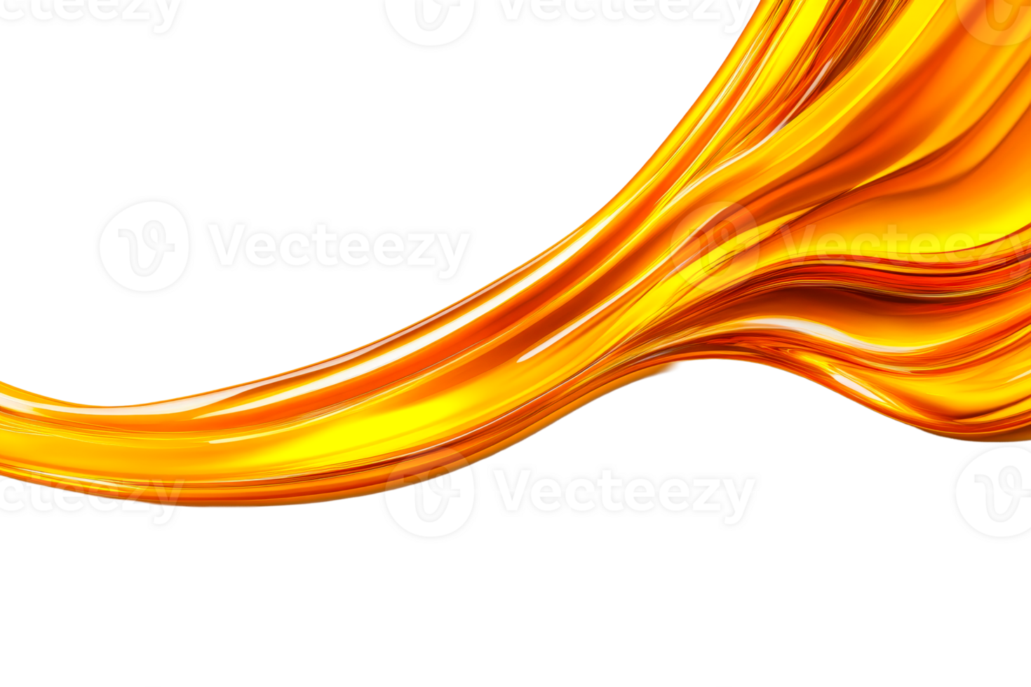 Abstract vibrant golden wave dynamic fluid flow design, cut out transparent png