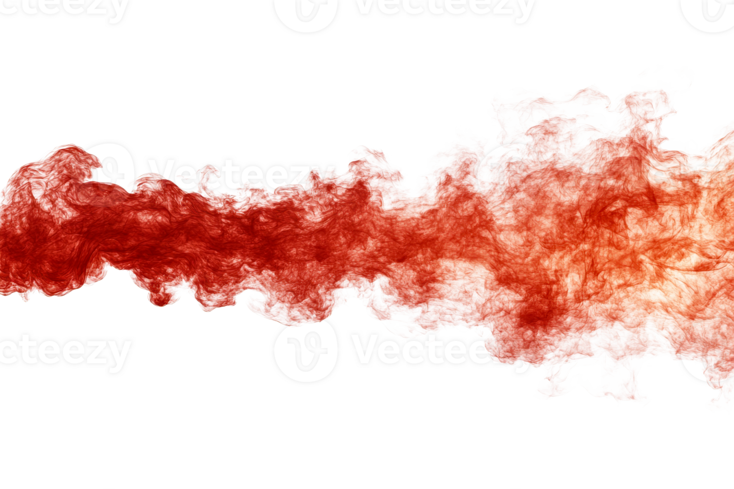 Red smoke pattern stream on black background, cut out transparent png