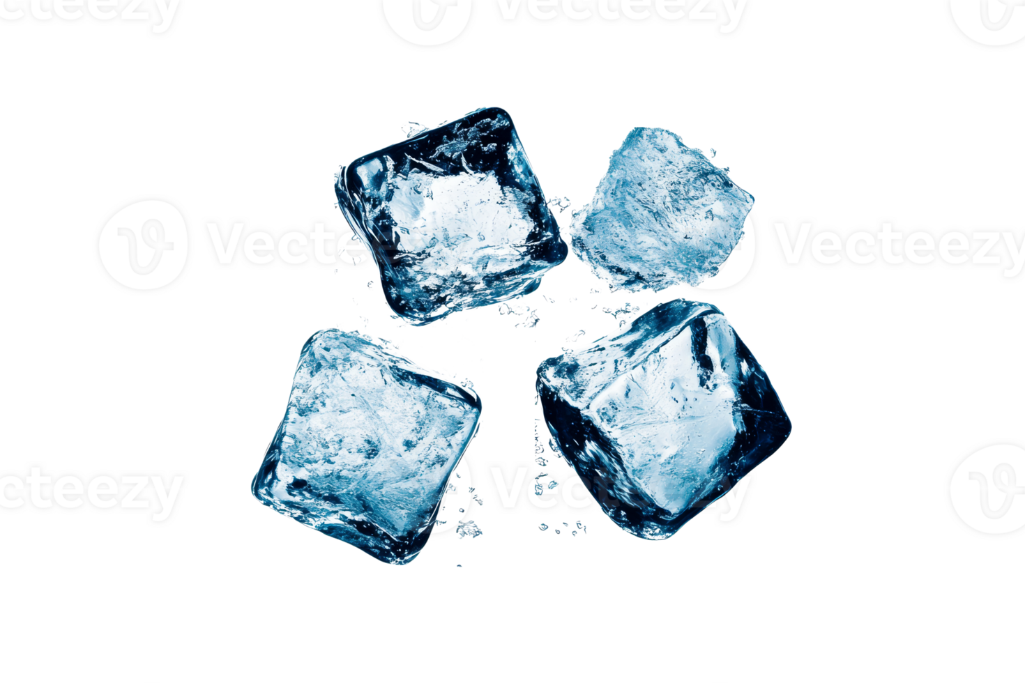 Four ice cubes, cold drinks refreshing summer, cut out transparent png