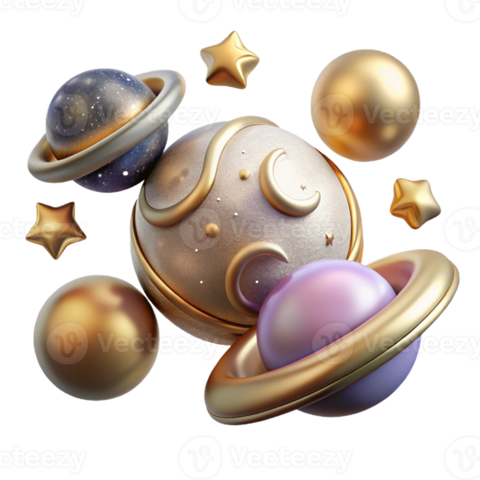 beautiful artistic Astronomy Illustrations Clipart Set Isolated for Space Design premium png