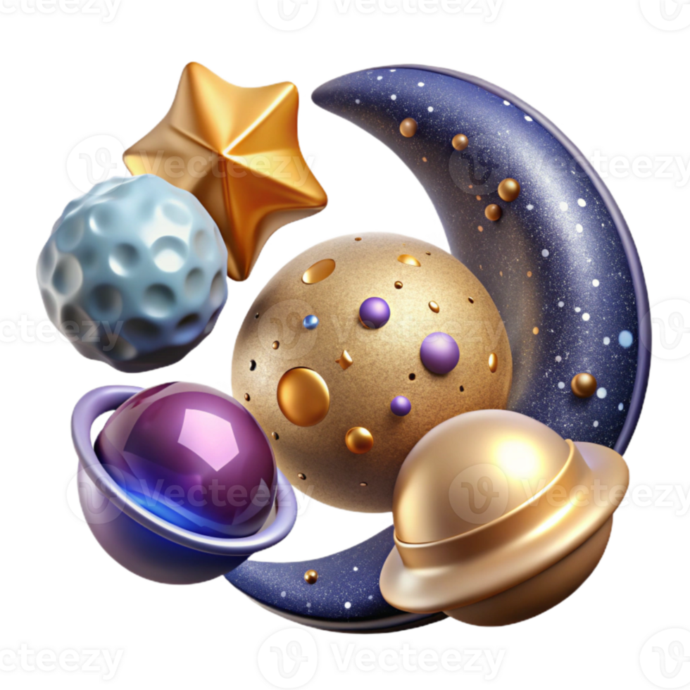 elegant abstract Astronomy Illustrations Pack Isolated for Space Design professional png