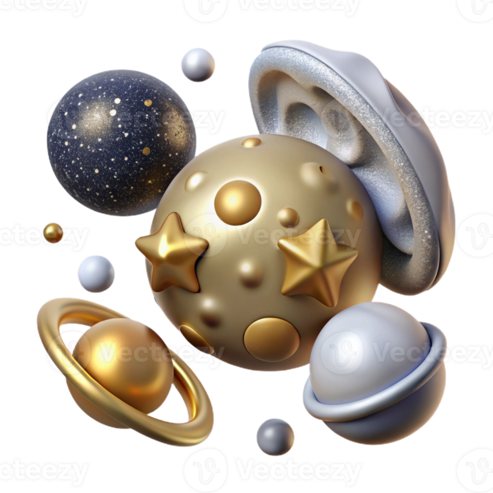 dramatic artistic Astronomy Illustrations Pack Isolated for Space Design high resolution png