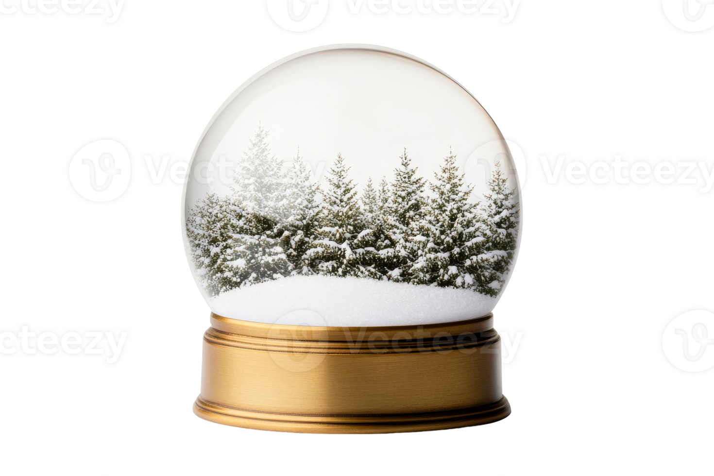 Snow globe with snowy trees inside, transparent cut out png