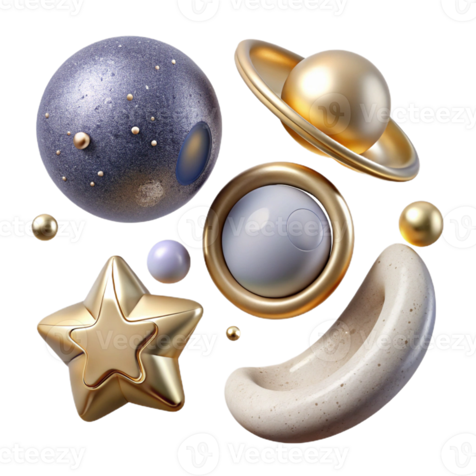 serene modern Astronomy Symbols Set Isolated for Space Exploration genuine png