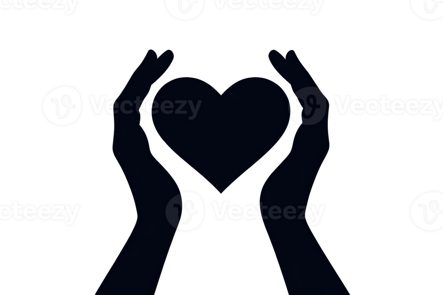 Silhouette heart shape hand gestures, care and love theme, cut out transparent png