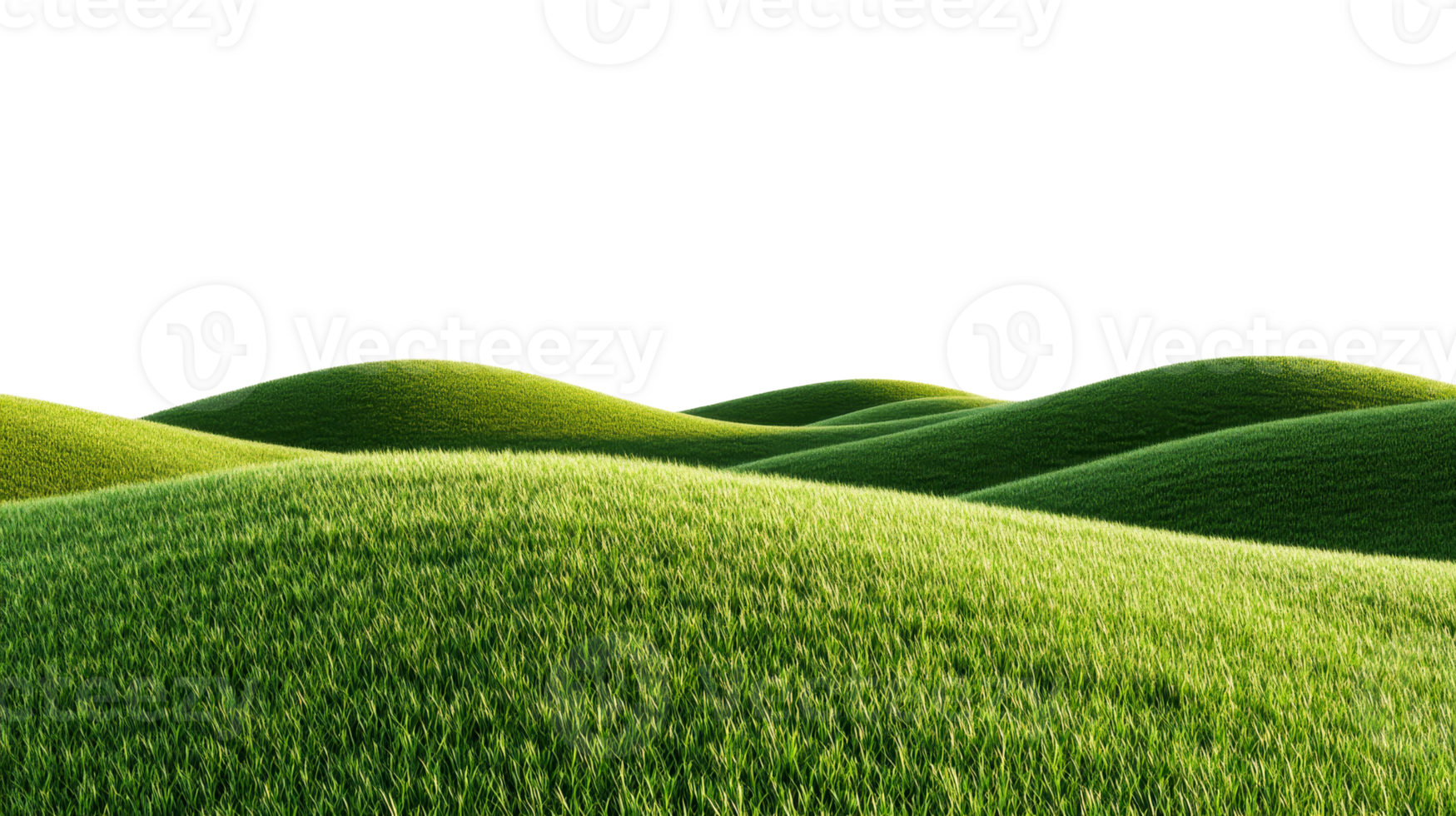 Green hills, lawn, grass, meadow, sunlight, background, cut out transparent png