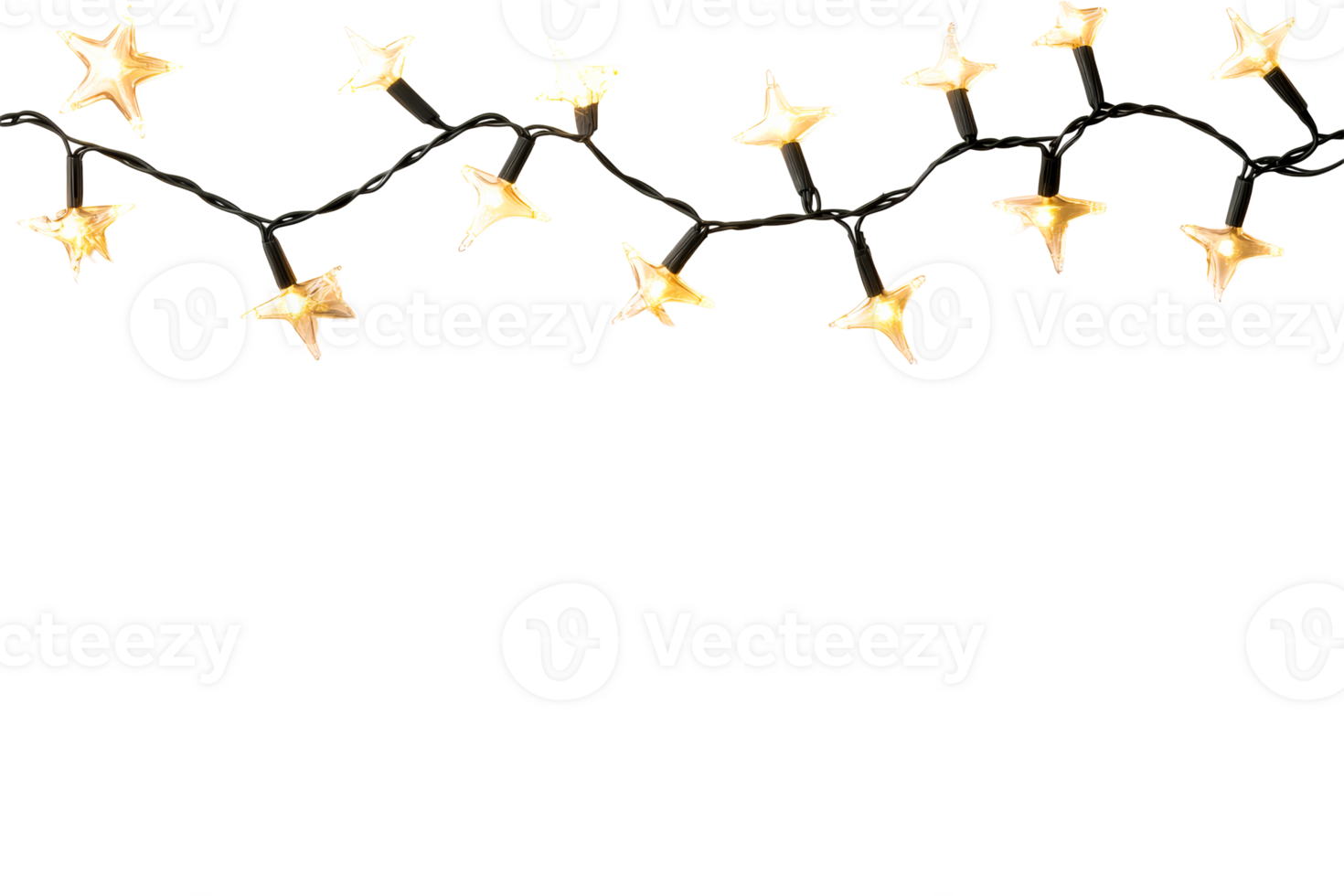 Star-shaped string light on black background, cut out transparent png