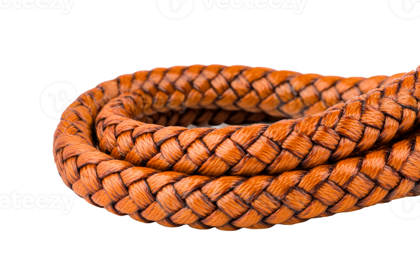 Braided rope, brown material, detail, close up, isolated, cut out transparent png