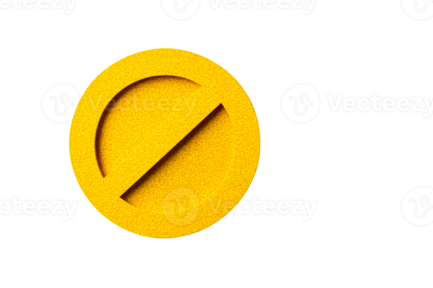 Yellow prohibition sign with texture, isolated symbol, cut out transparent png