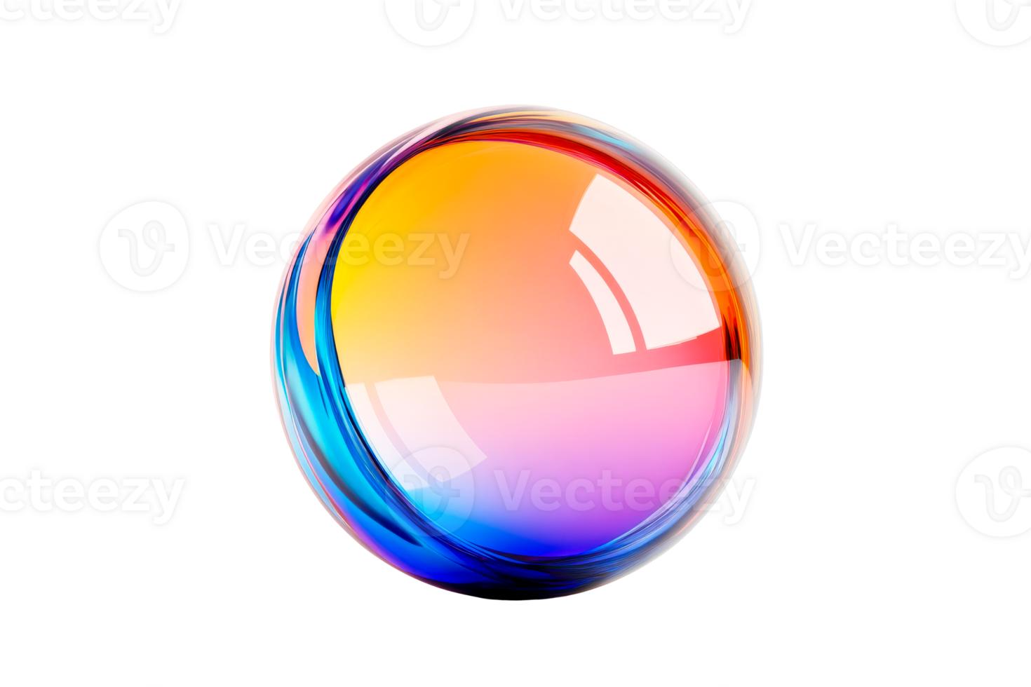 Luminous fluid sphere with dynamic rainbow colors , cut out transparent png