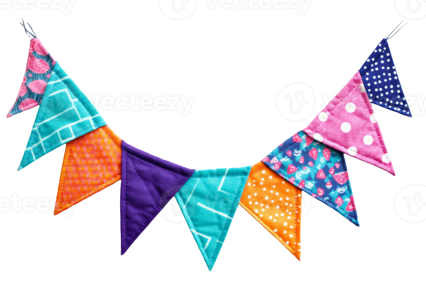 Colorful Triangle Pennant Banner Flags on Black, cut out transparent png