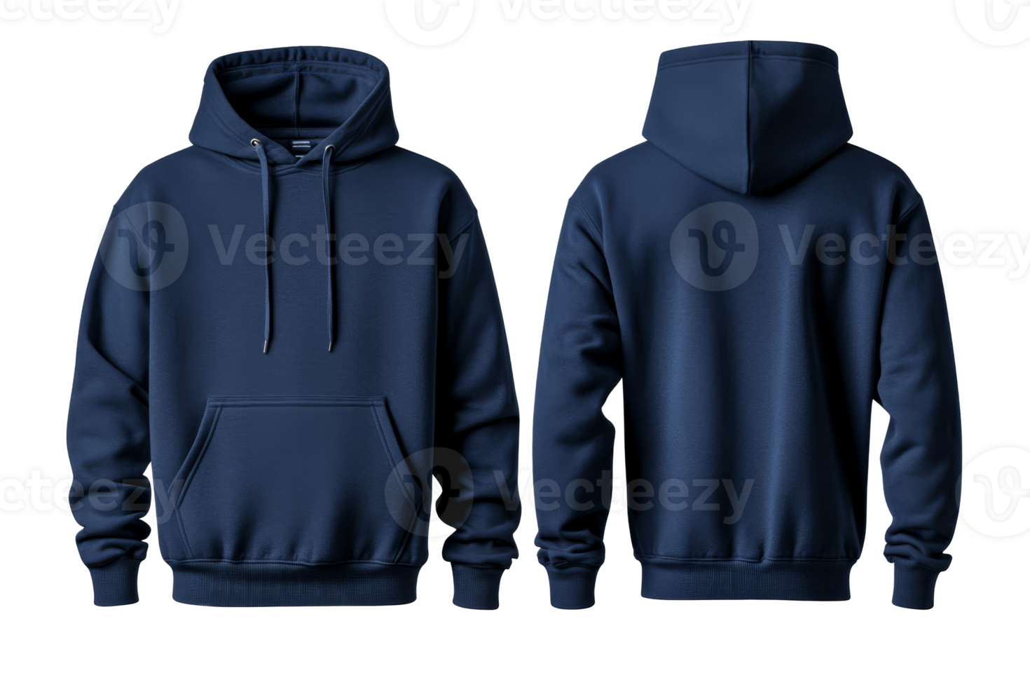 Blank hoodie sweatshirt, front and back view mockup, apparel, cut out transparent png