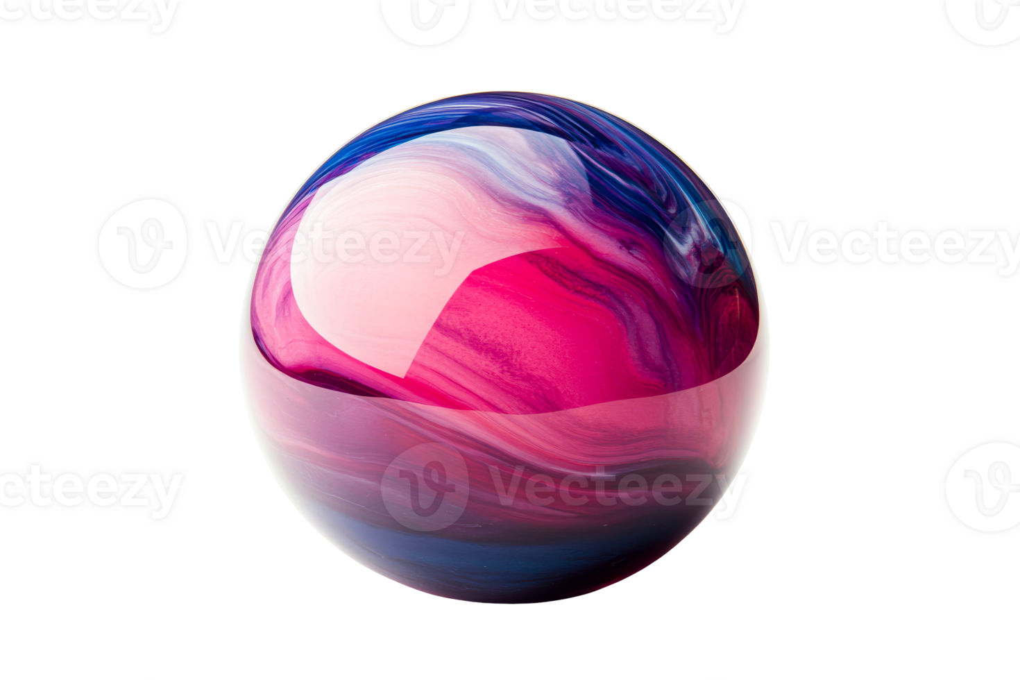 Abstract Sphere with Fluid Color Swirls, Isolated, cut out transparent png