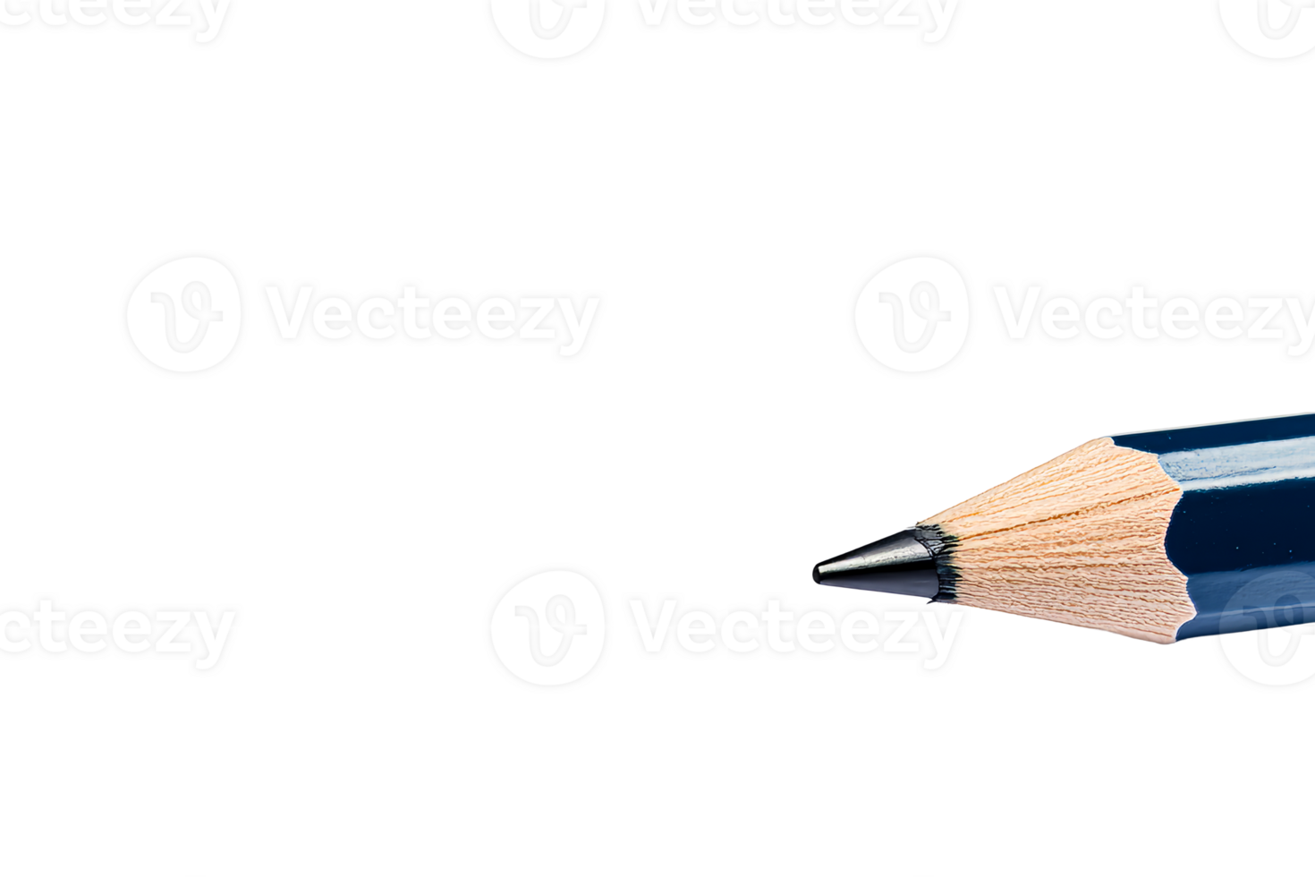 Close-up of a sharp wooden pencil tip on black background, cut out transparent png