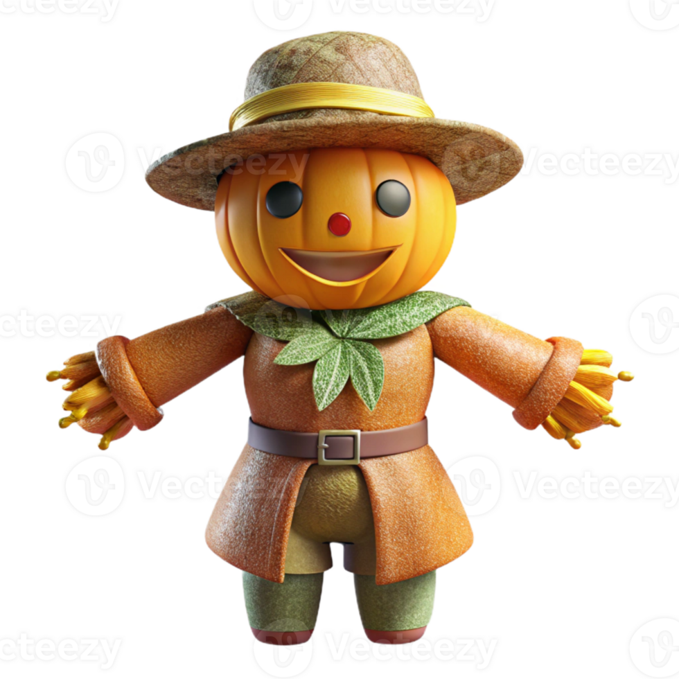serene modern Autumn Scarecrow Cutout for Harvest Decorations high quality png