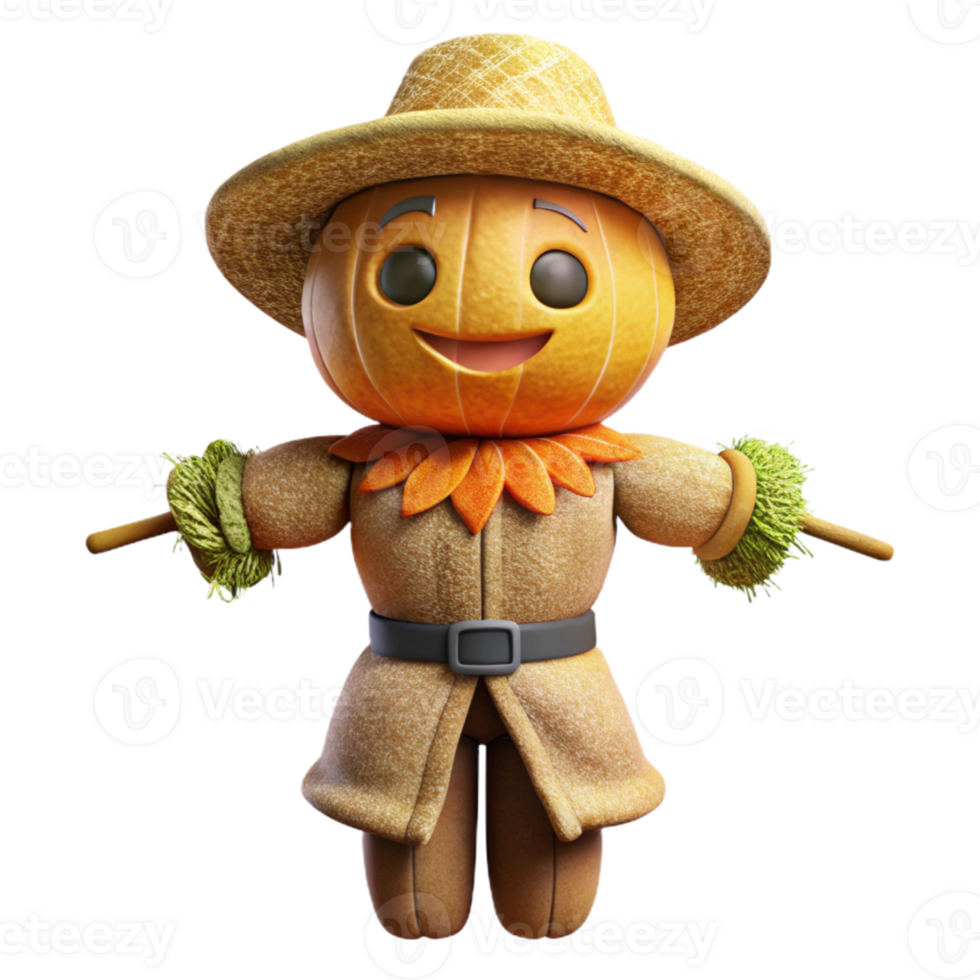 magnificent artistic Autumn Scarecrow Cutout for Harvest Decorations high quality png