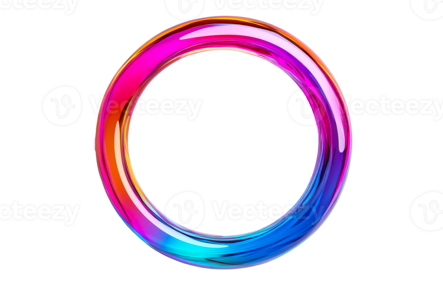 Iridescent Ring with Glossy Finish and Vibrant Colors, cut out transparent png