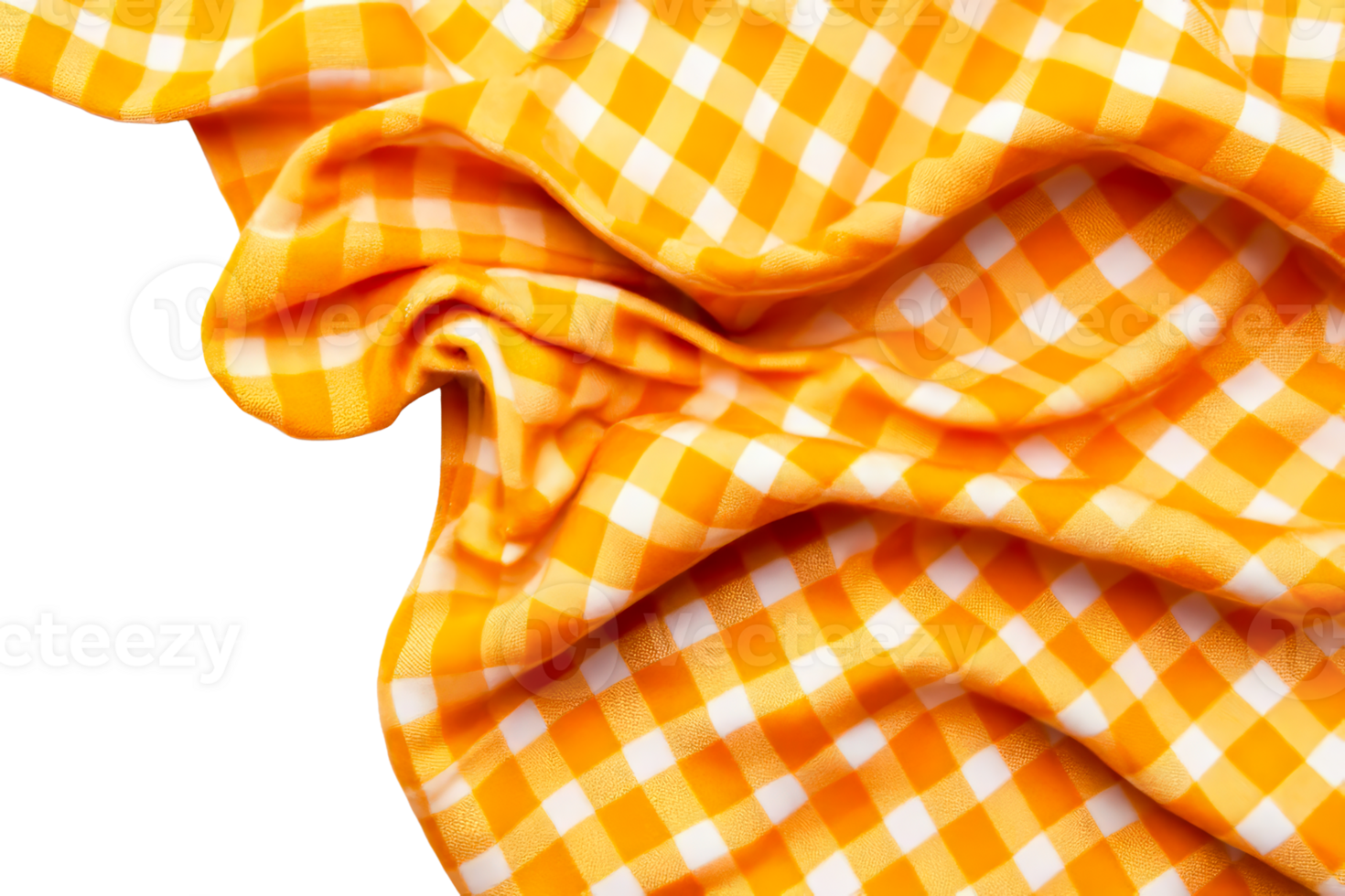 Wrinkled cloth pattern with yellow and white checkered design, cut out transparent png