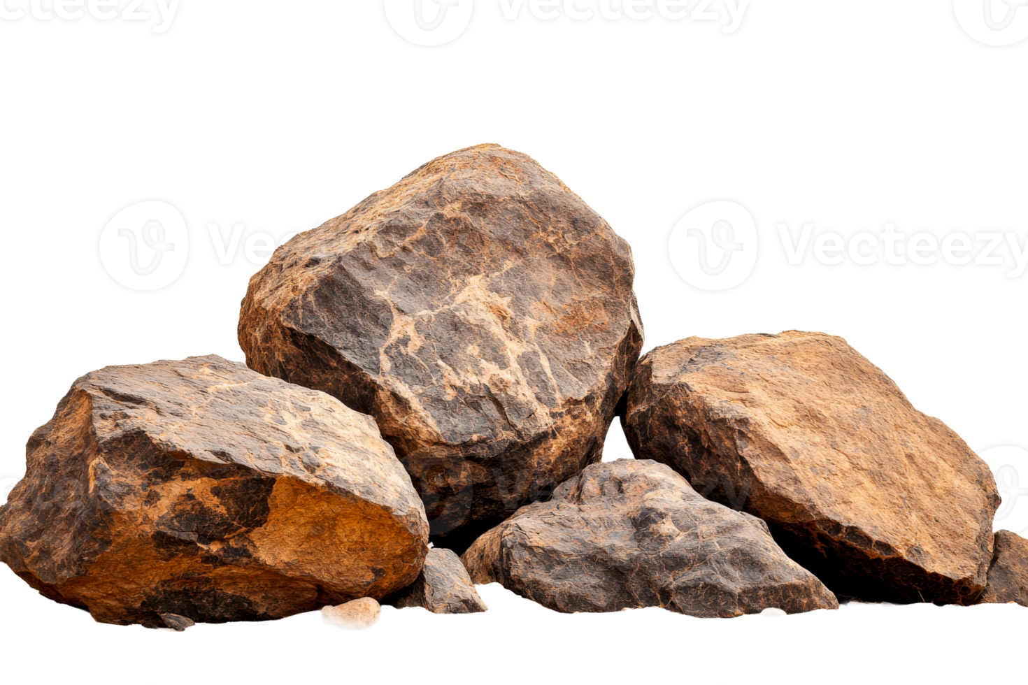Rock formation with rugged surface and textured surface, cut out transparent png
