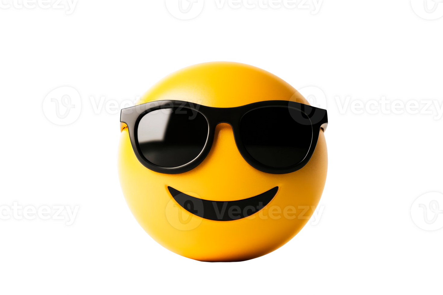 Emoji with sunglasses, expressive character illustration, cut out transparent png