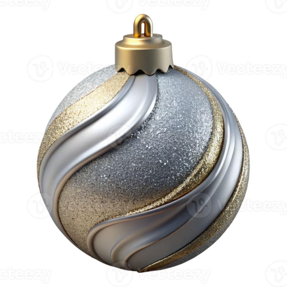 serene traditional Bauble Ornament Silver Glitter Isolated detailed png