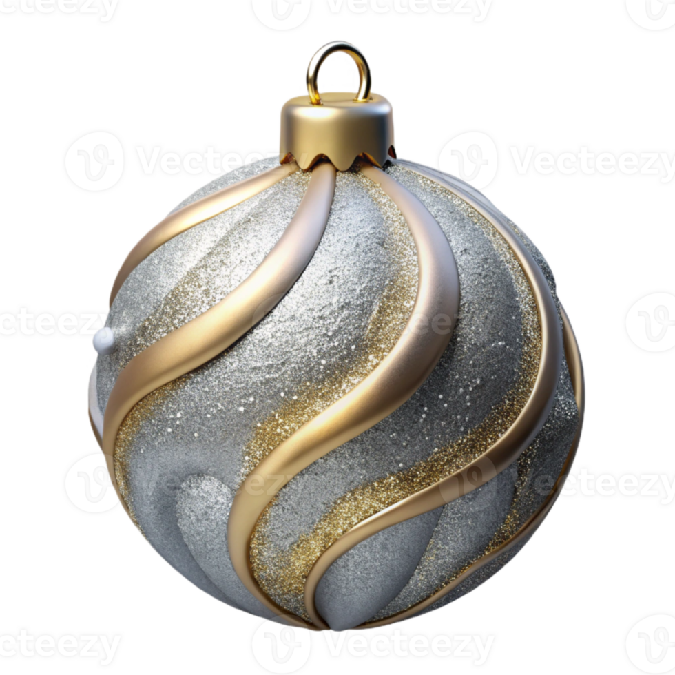 stunning classic Bauble Ornament Silver Glitter Isolated professional png