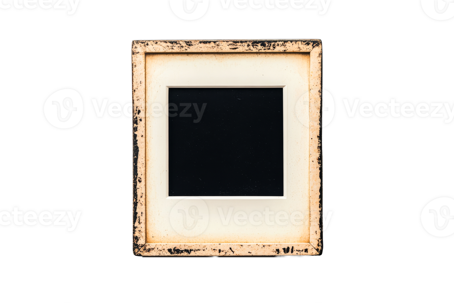 Old aged frame, rectangle shape for picture, cut out transparent png
