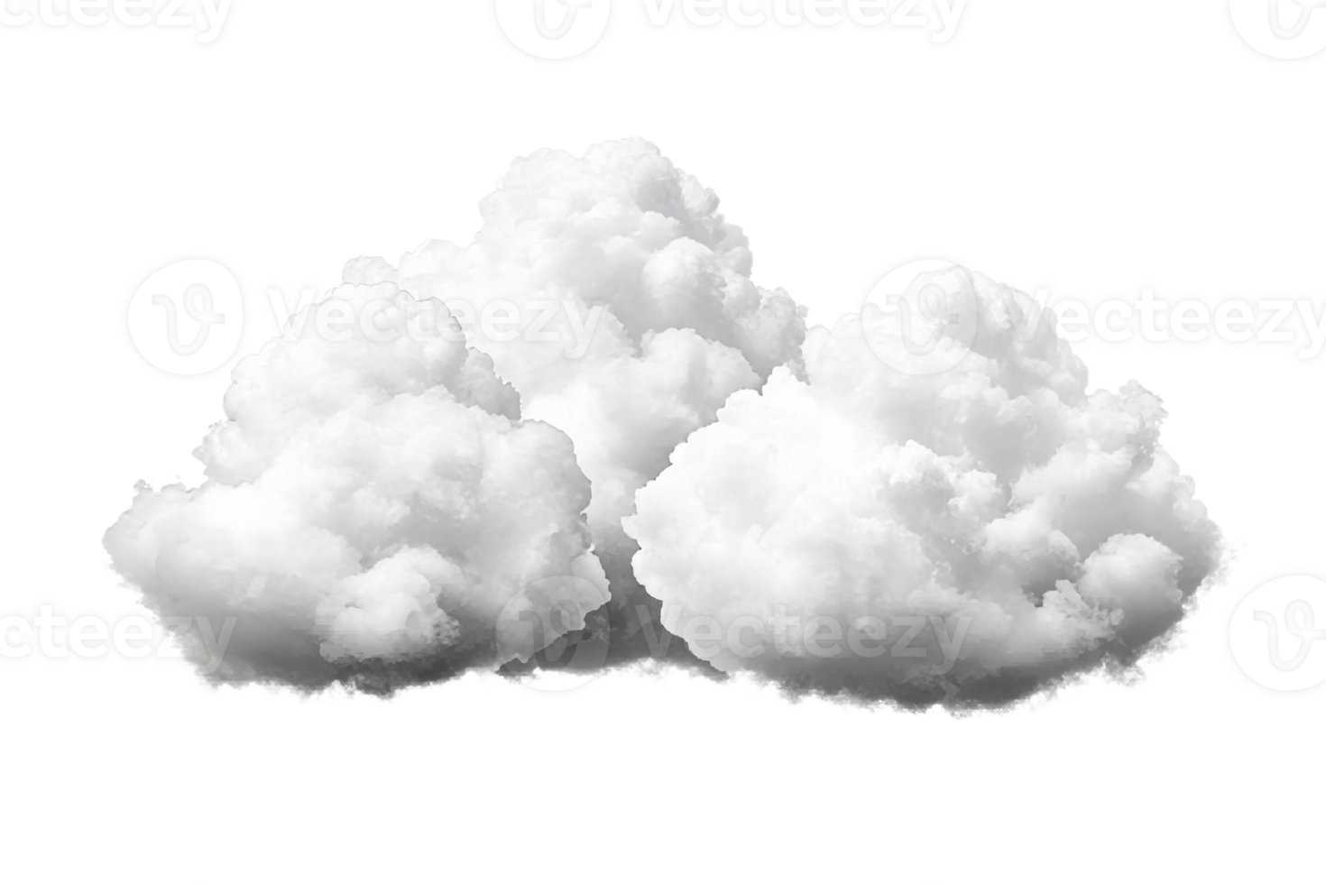Fluffy cumulus cloud on black background, pure air, cloudscape, cut out transparent png