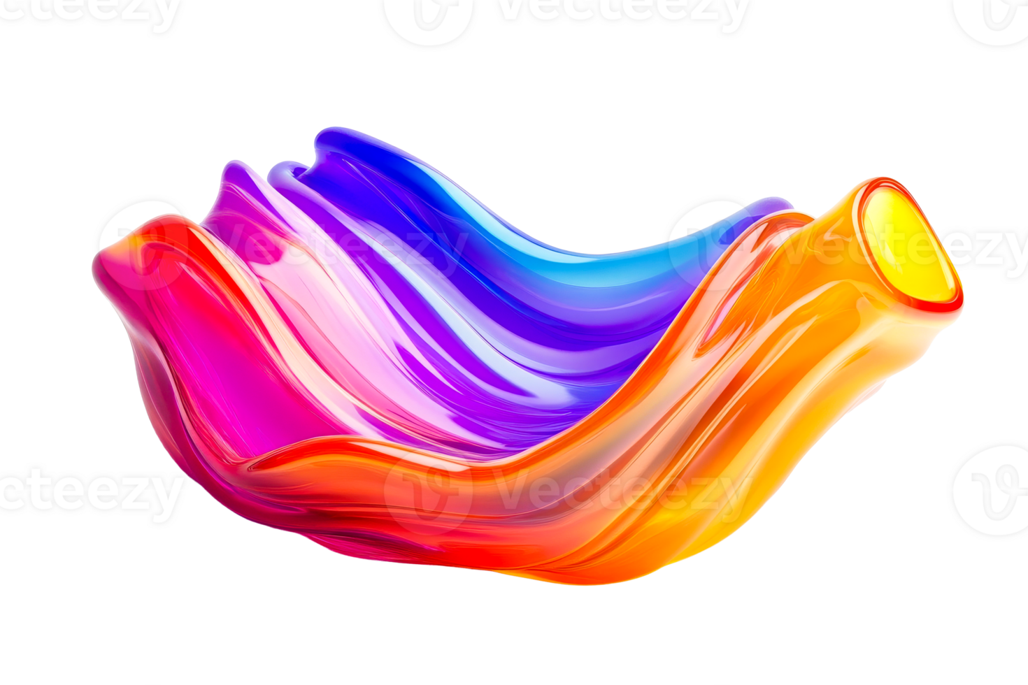 Colorful wave abstract shape, smooth texture, vibrant hues, cut out transparent png