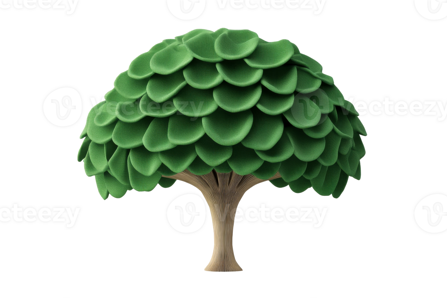 Stylized Fabric Tree with Detailed Texture and Pattern , cut out transparent png