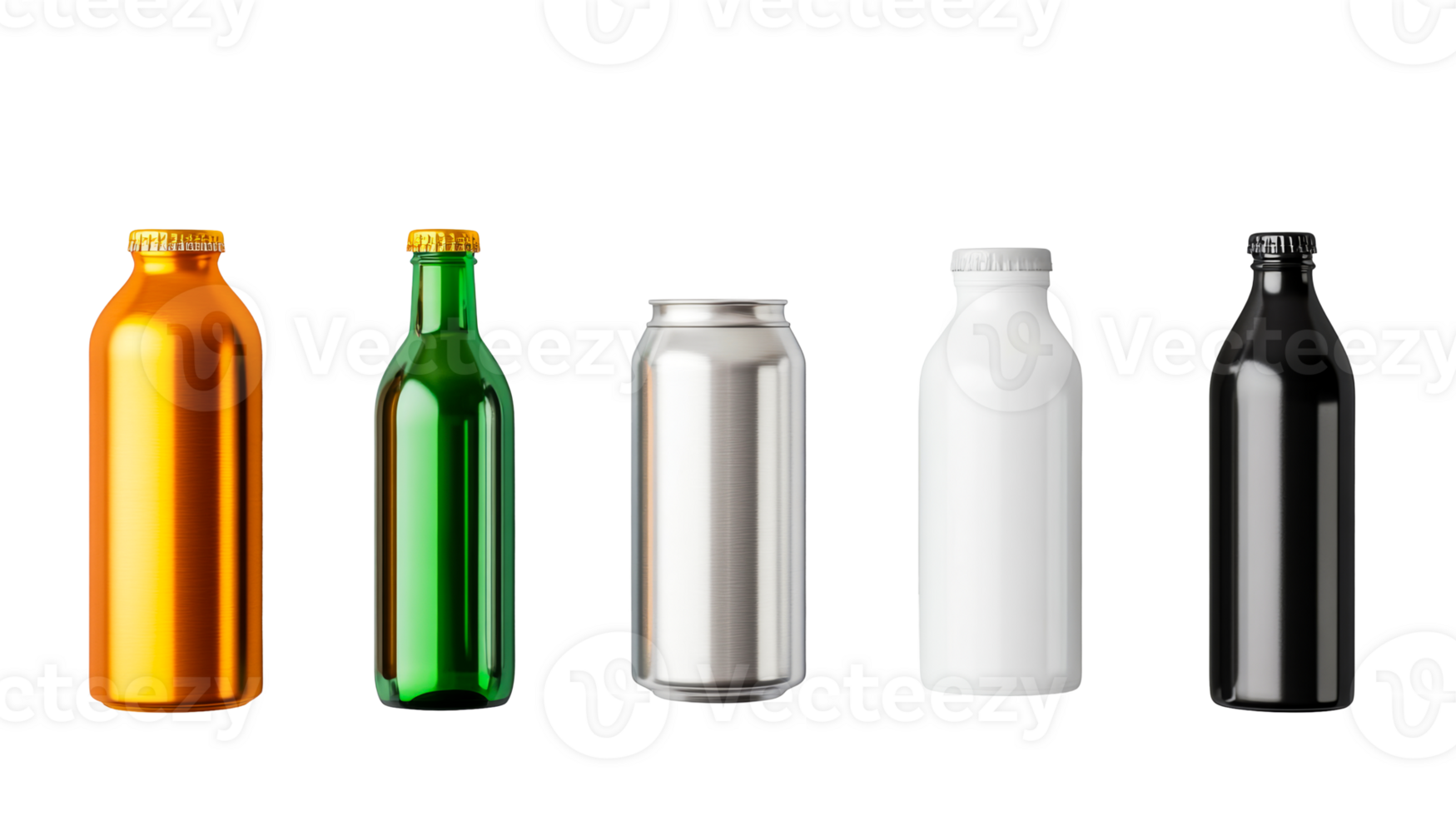 Assorted Colorful Bottles and Can Collection, Isolated, cut out transparent png
