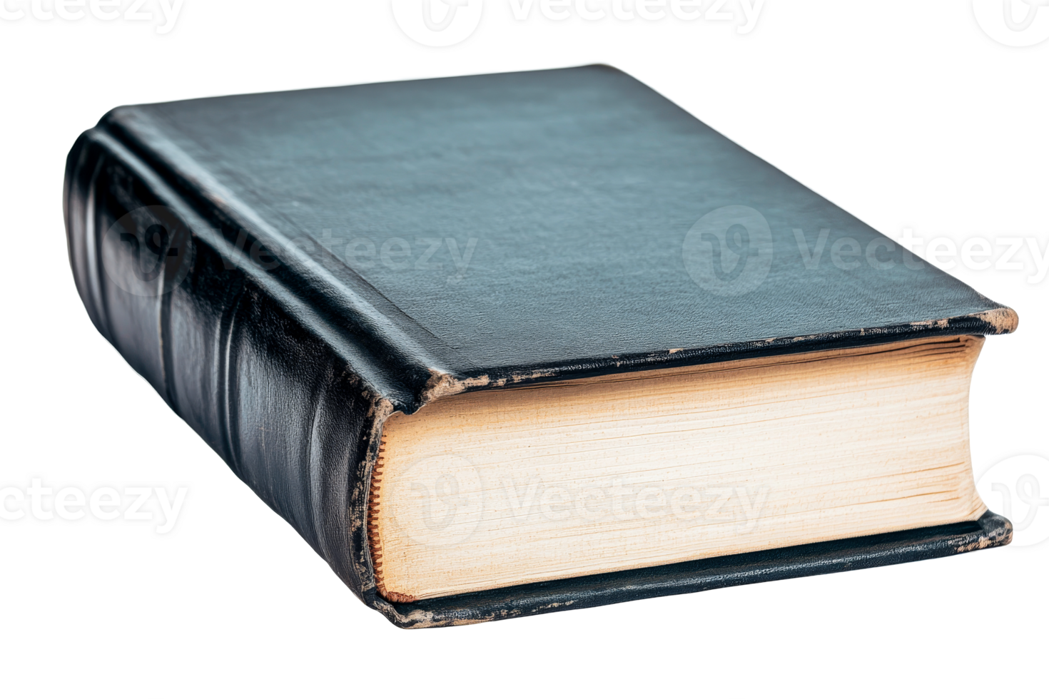 Old hardback book, worn cover, ancient text, study supply, knowledge, cut out transparent png