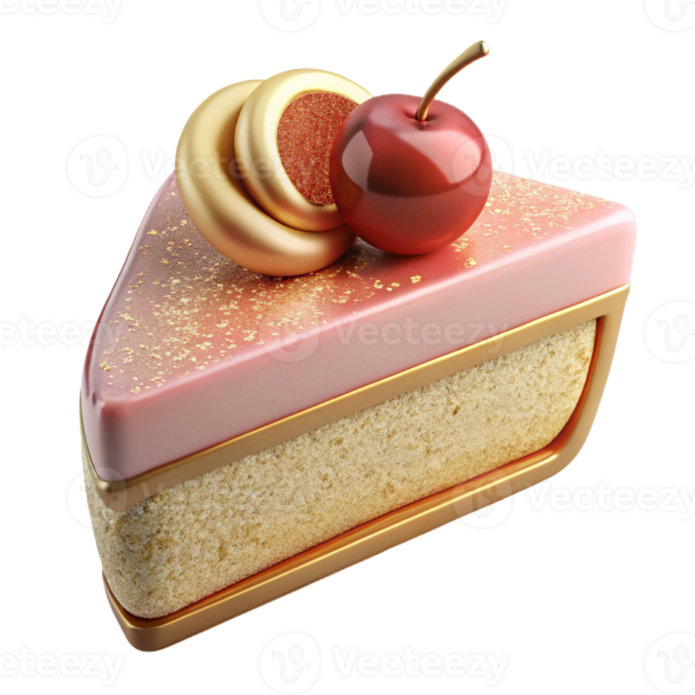 stunning contemporary Birthday Cake Slice with Cherry Cutout authentic png
