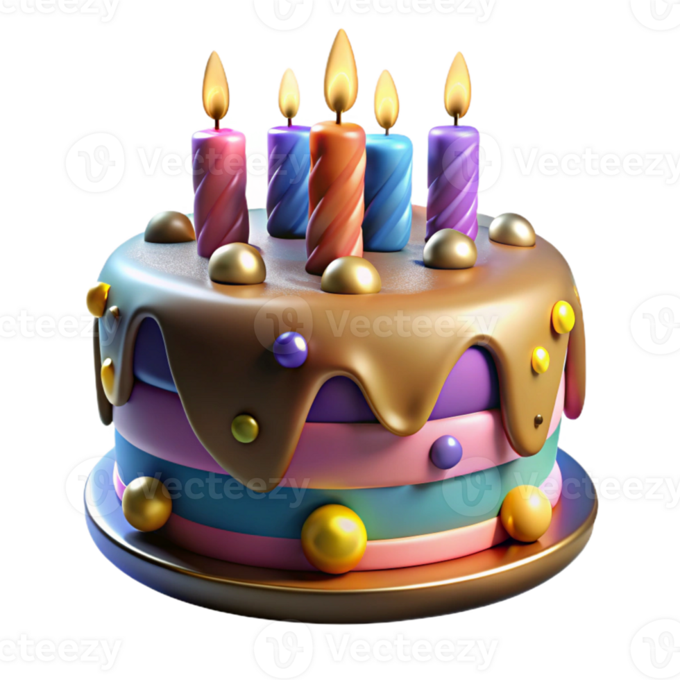 magnificent vintage Birthday Cake with Colorful Frosting Cutout for Dessert Lovers premium png