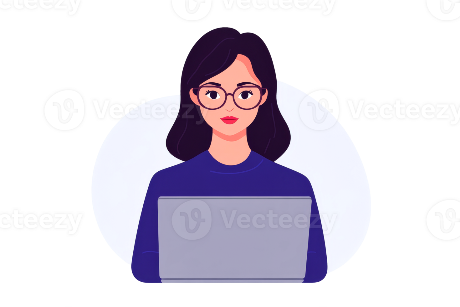 Woman with a laptop, working, student, teacher, learning, cut out transparent png