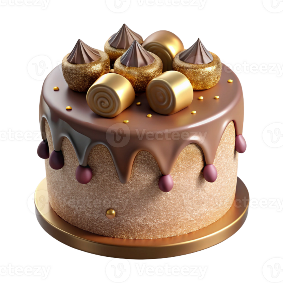 impressive abstract Birthday Cake with Chocolate Frosting Cutout for Dessert Lovers high quality png