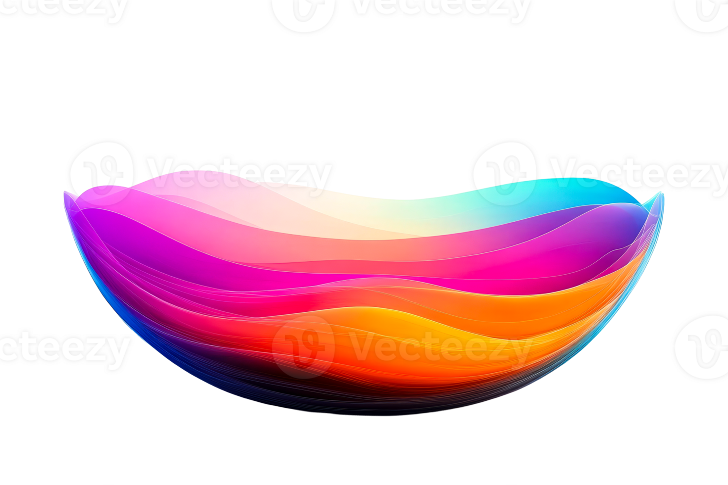 Abstract Colorful Layers Forming Bowl Shape, cut out transparent png