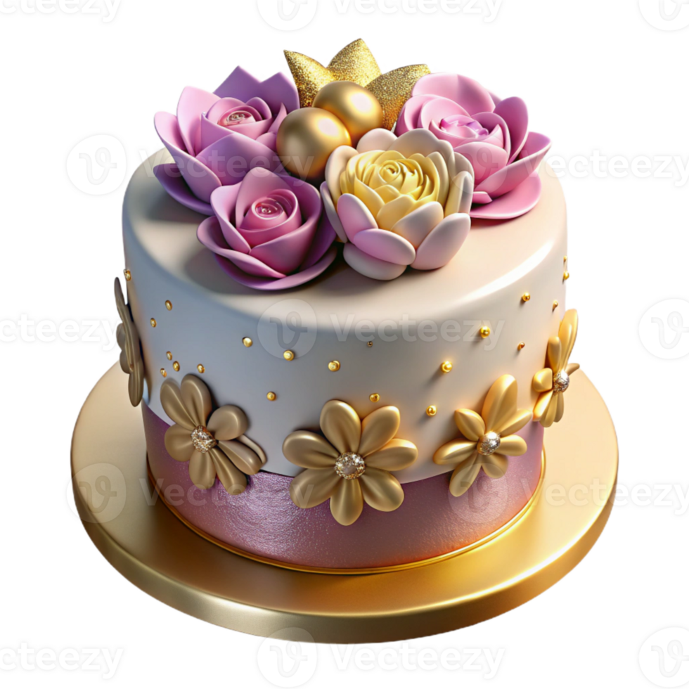 dramatic vintage Birthday Cake with Icing Cutout for Dessert Designs authentic png